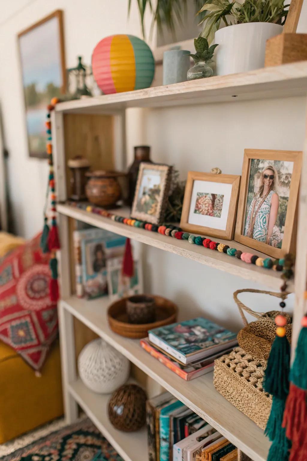 Customize your shelving using significant items.