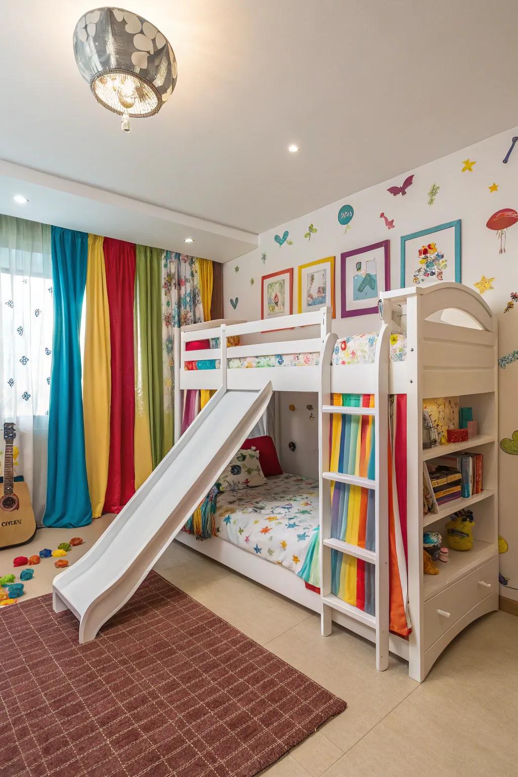 A vibrant, fun bunk room perfect for sparking children's imaginations.