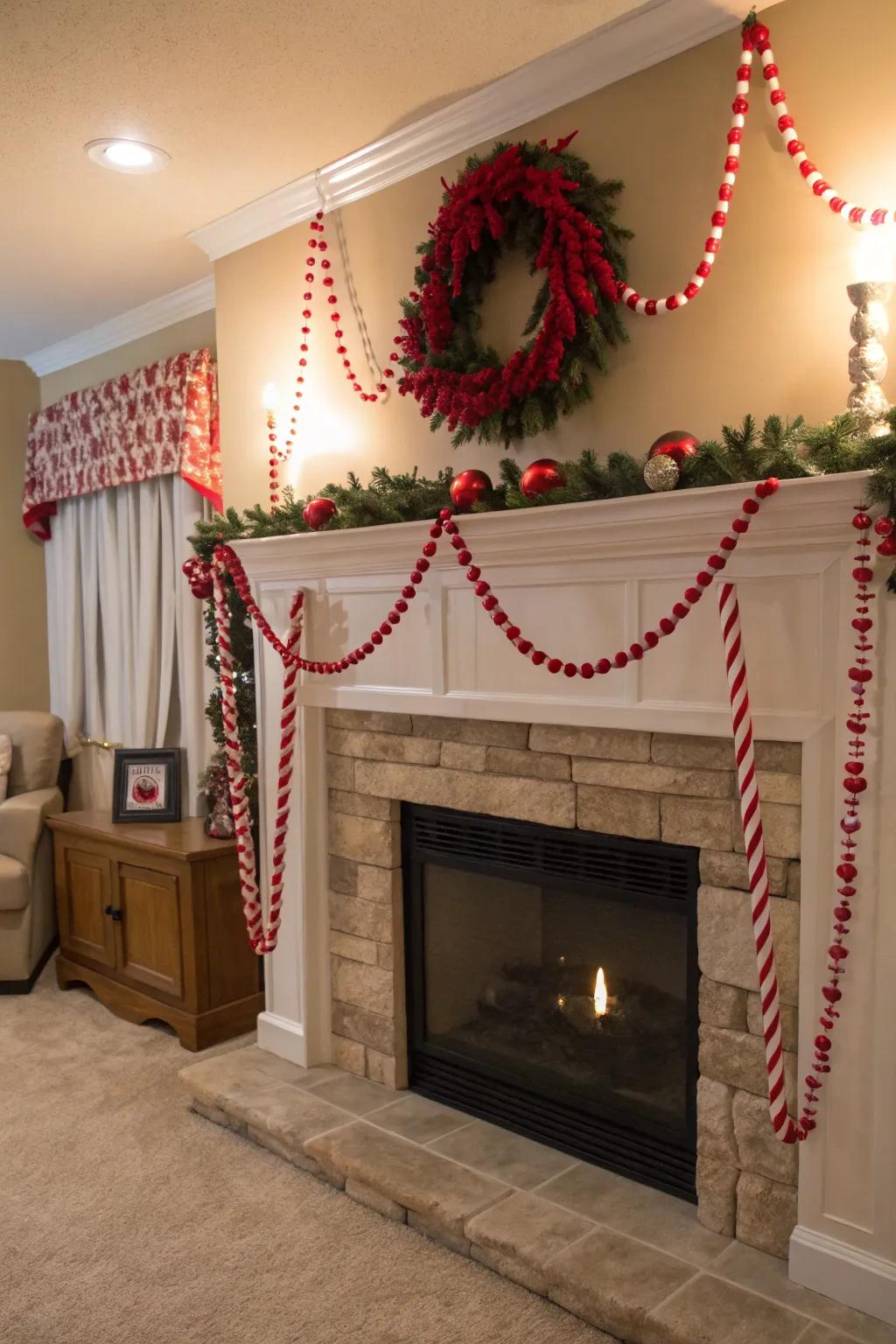 Enhance your area with peppermint garlands.