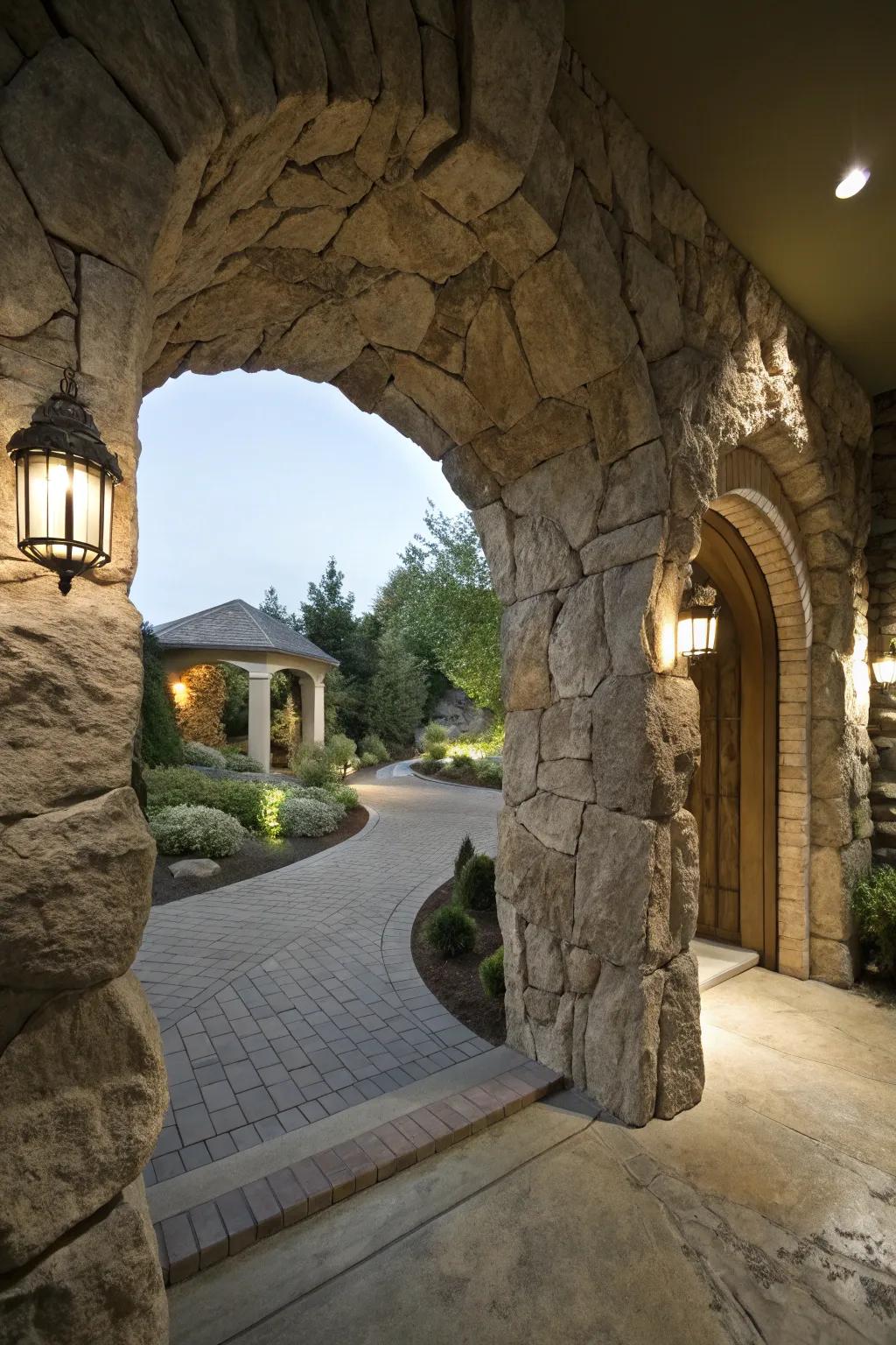 Archways produce a dramatic cave-like entrance.
