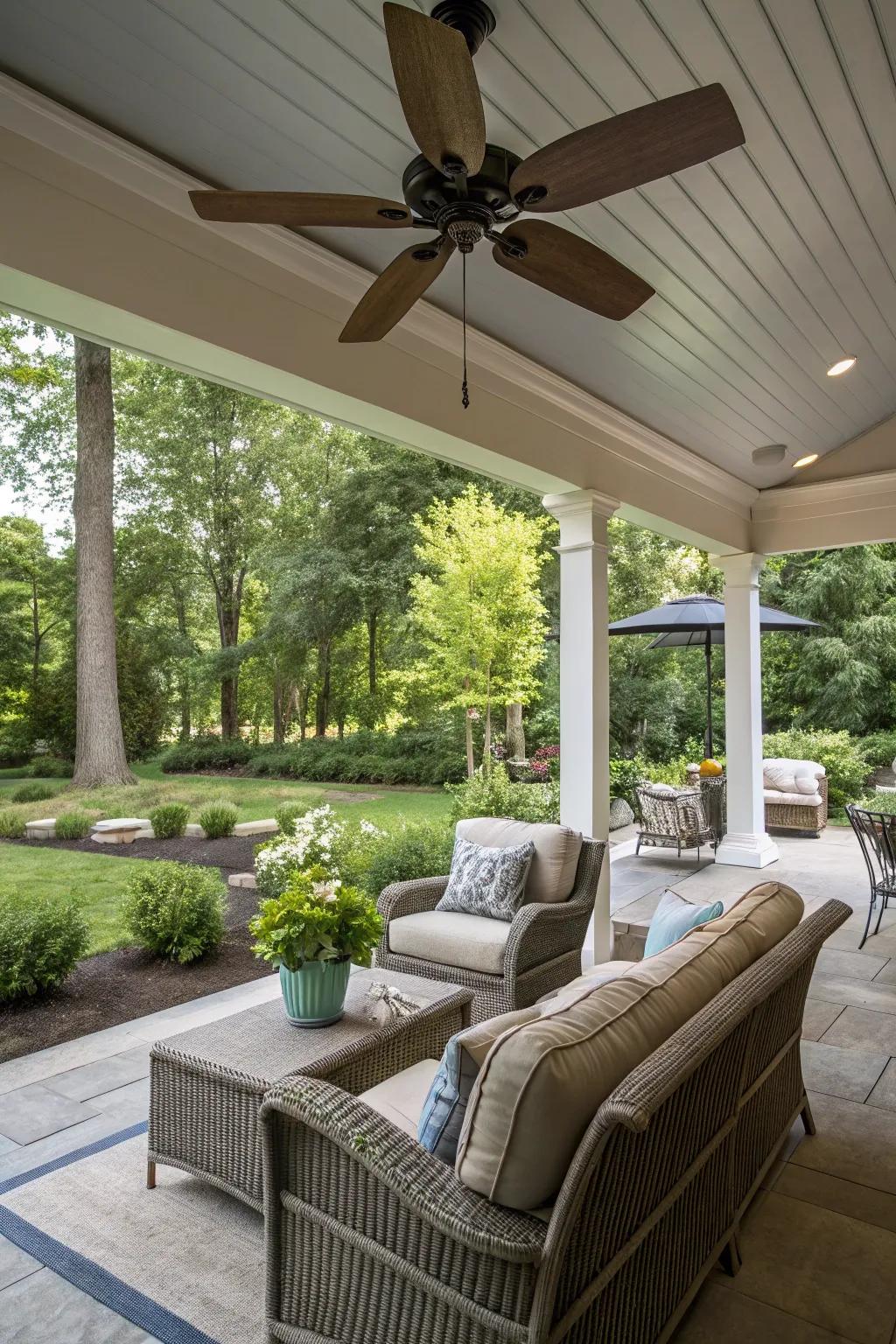 Establish an outdoor retreat with a patio ceiling fan.