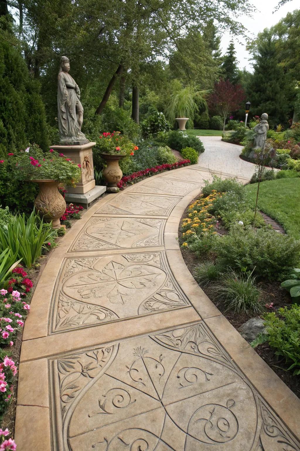 Artistic textured stone tile walkway enhancing any outdoor setting.