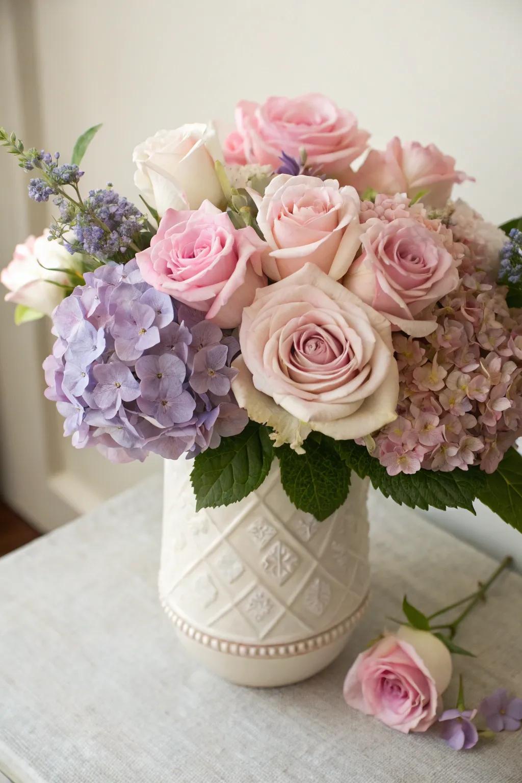 Delicate flowers deliver a gentle allure to the celebratory ornamentation.