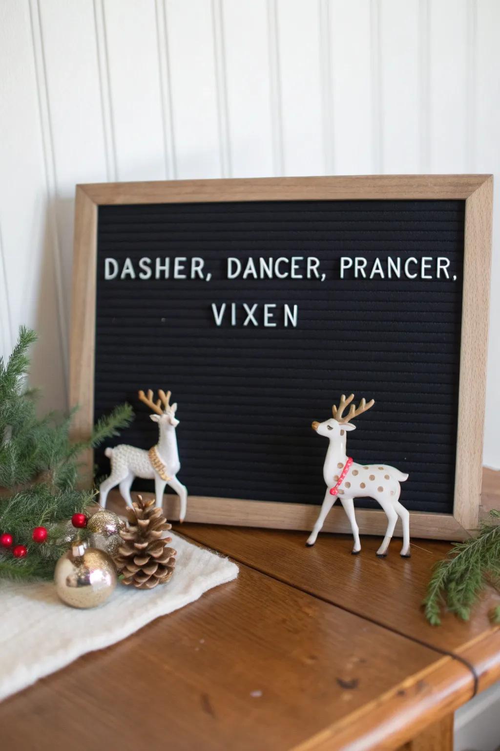 A display showcasing Santa's reindeer, enriching your dwelling with an enchanting sensation.