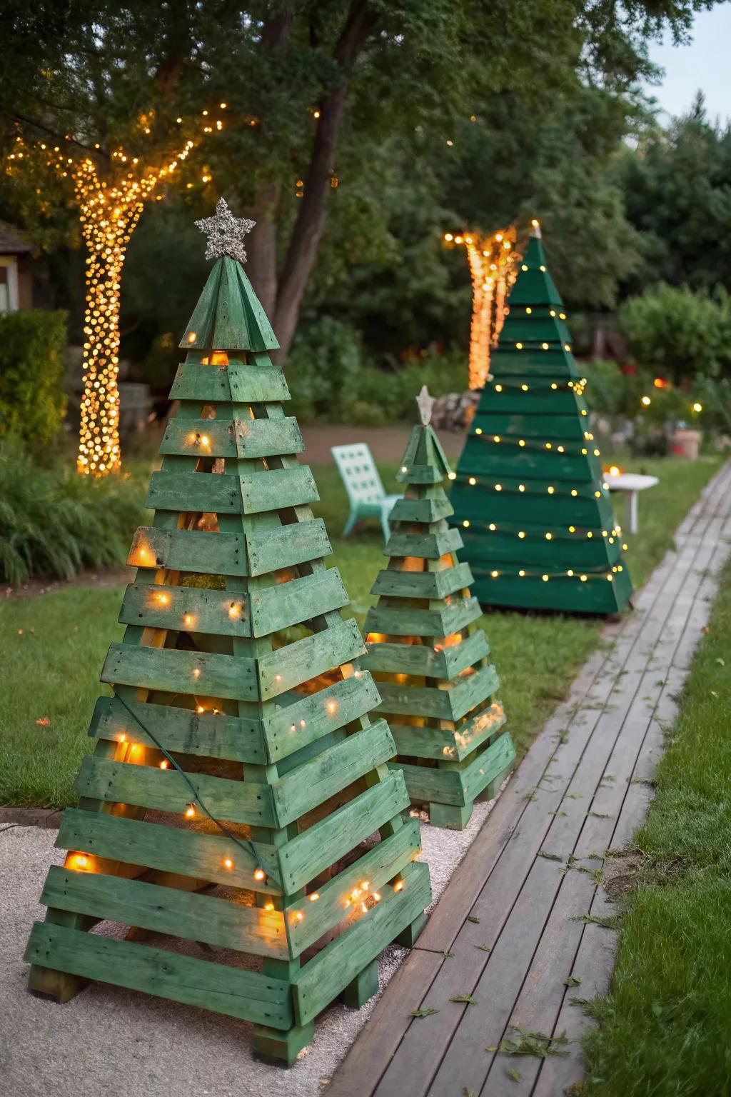 Receive visitors with exterior wood plank centerpieces.