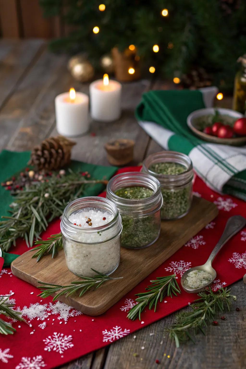 Spice-Blended salt shakers create an efficient and tasteful gift.