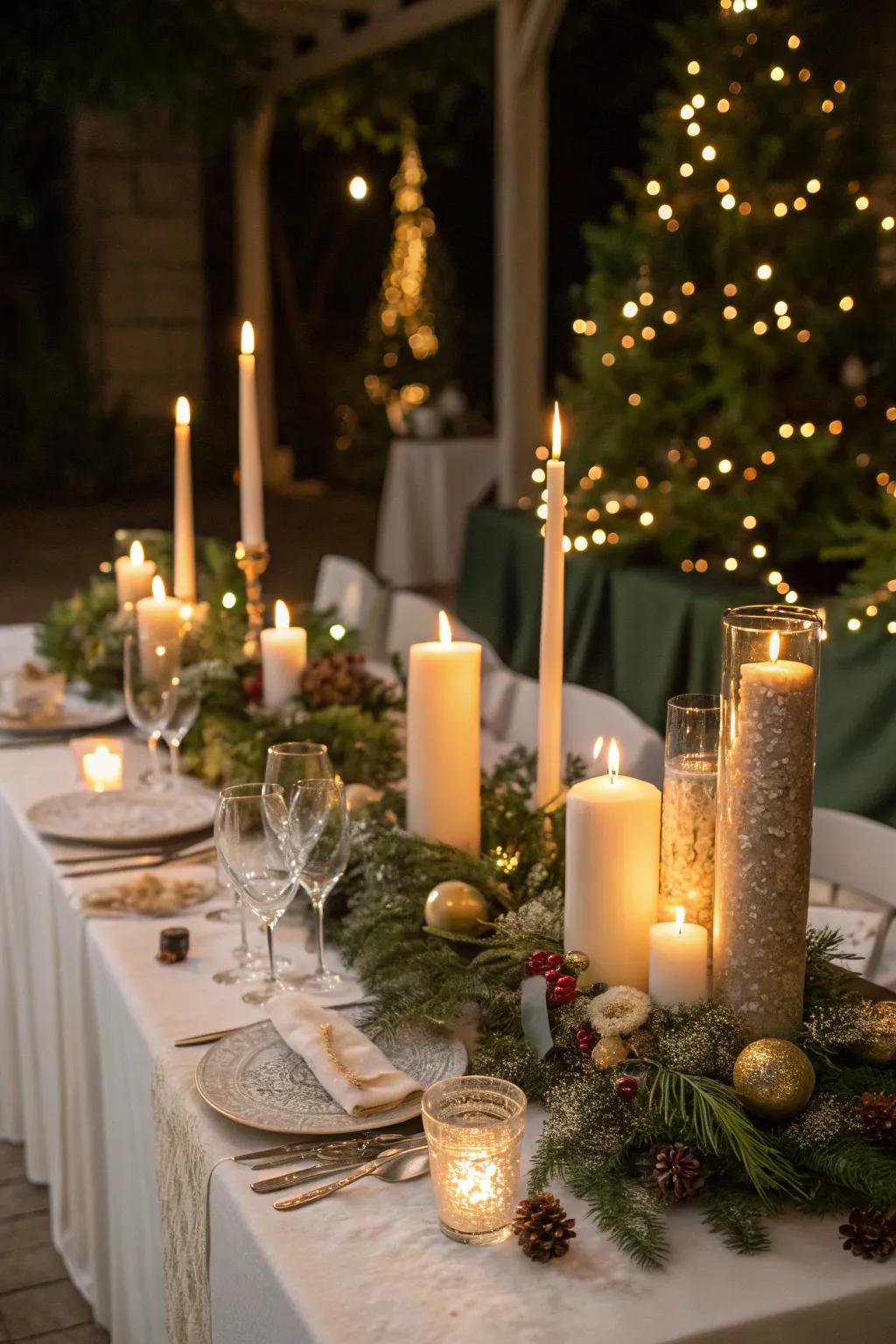 Enchanting lights set a romantic atmosphere.