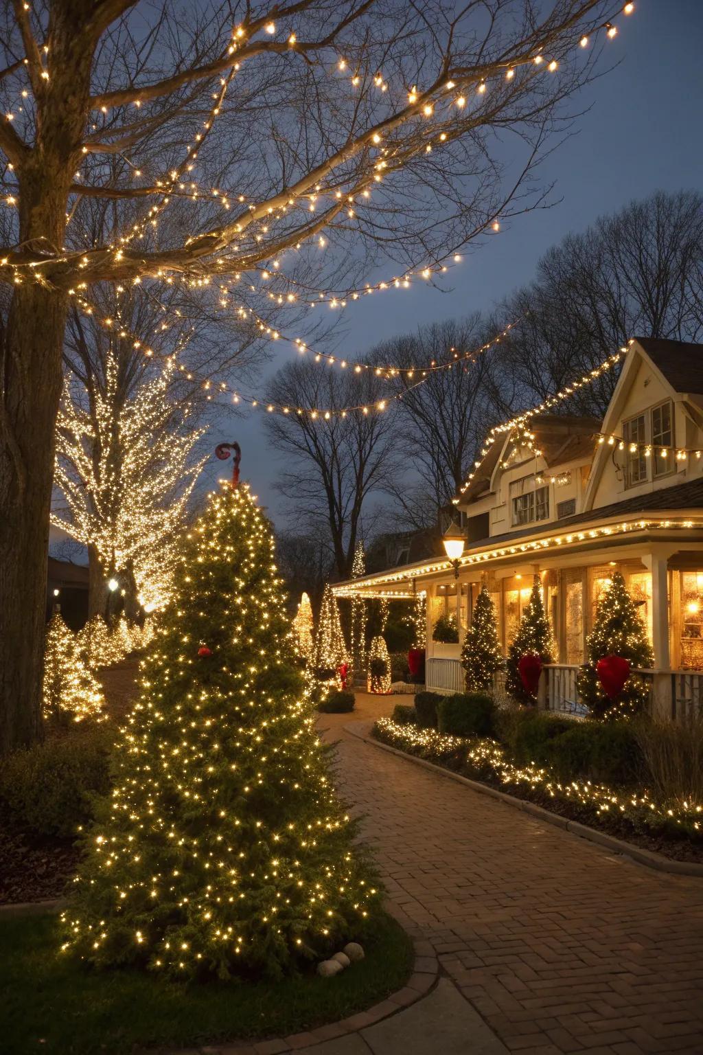Timeless elegance with traditional warm, white lights.