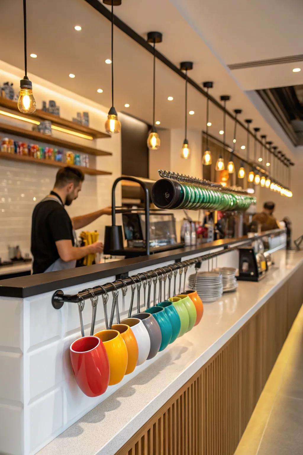 A suspension system providing structure to a coffee bar.