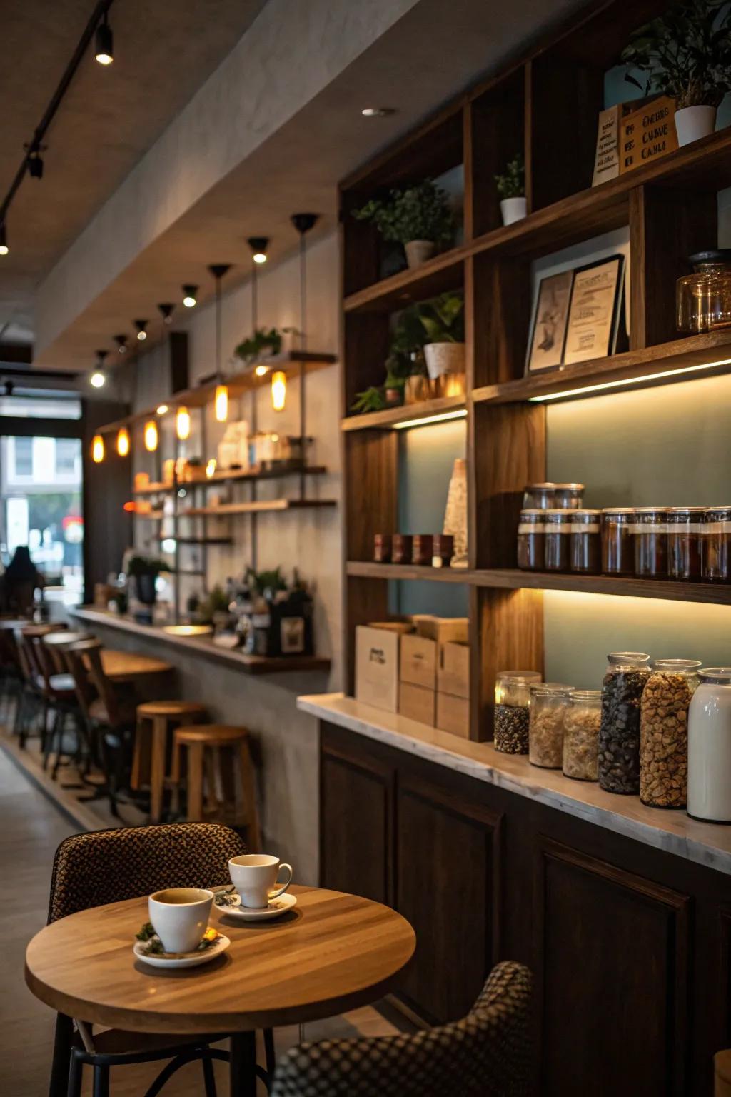 Ambient lighting improves the atmosphere and accentuates the best features of your coffee station.