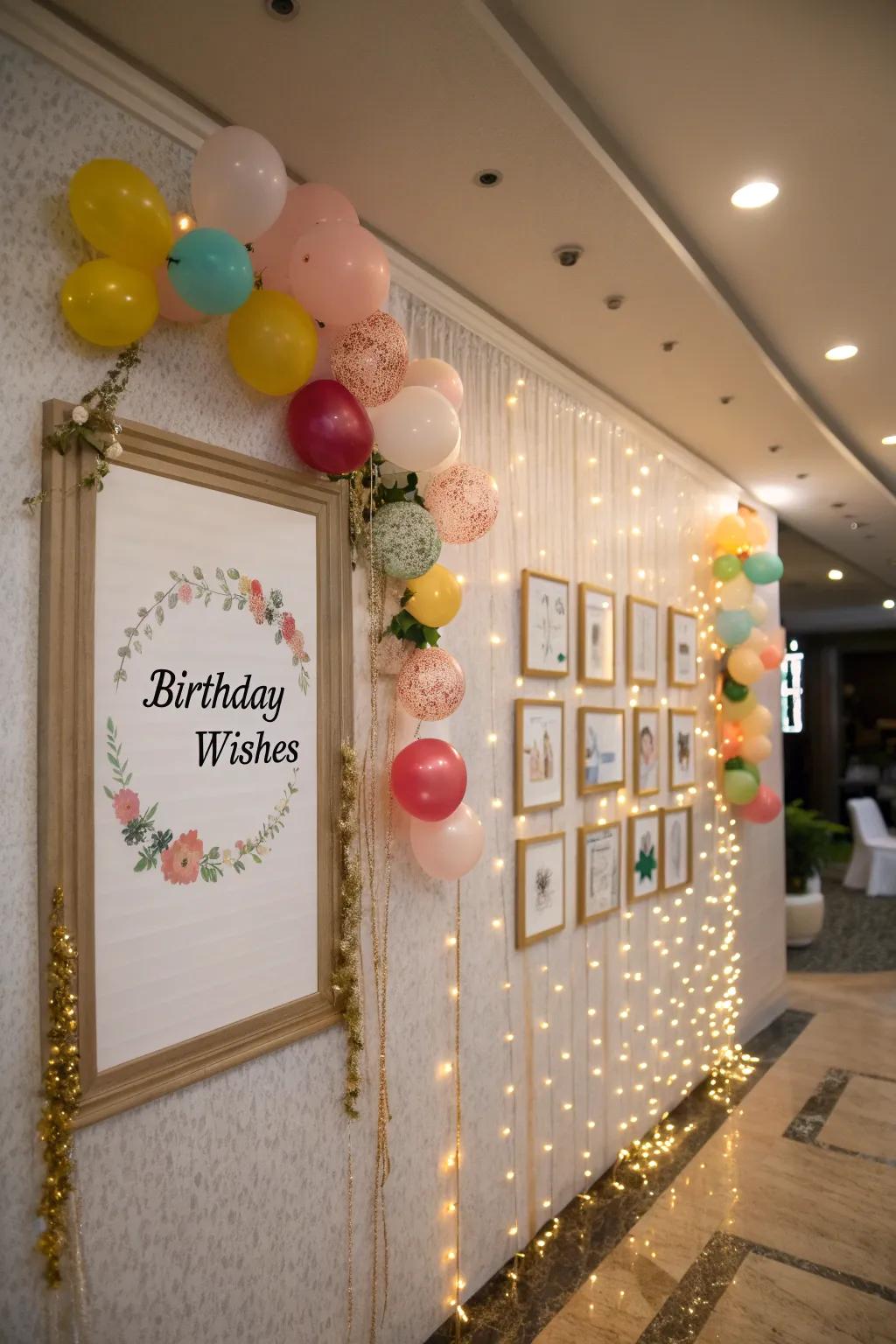 Uplifting affirmations and birthday wishes adding a personal nuance to the decor.