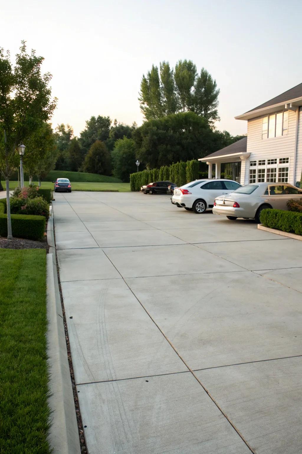A wide driveway that combines functionality with impressive curb allure.