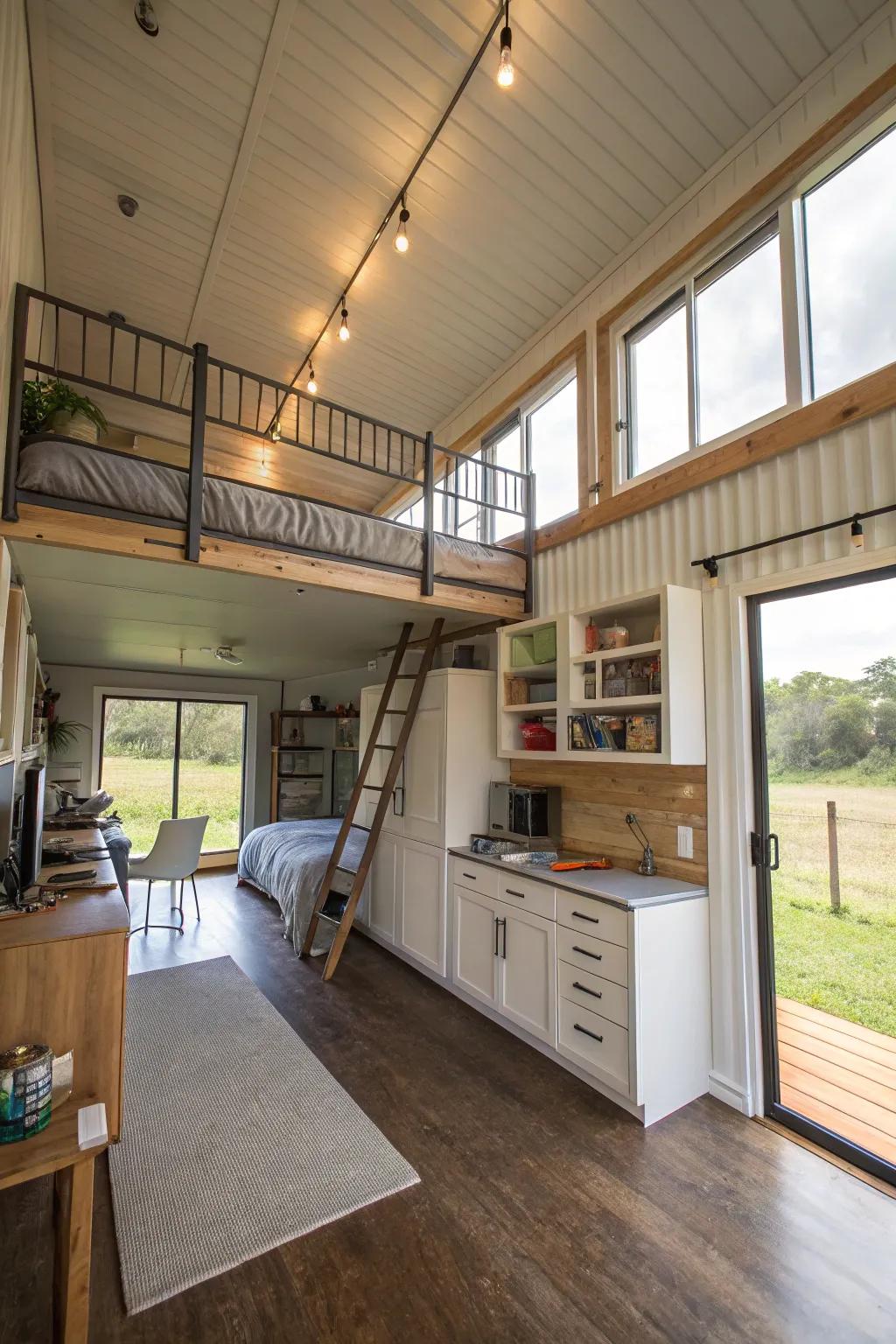 Elevated cube containers enable inventive mezzanine and storage solutions.