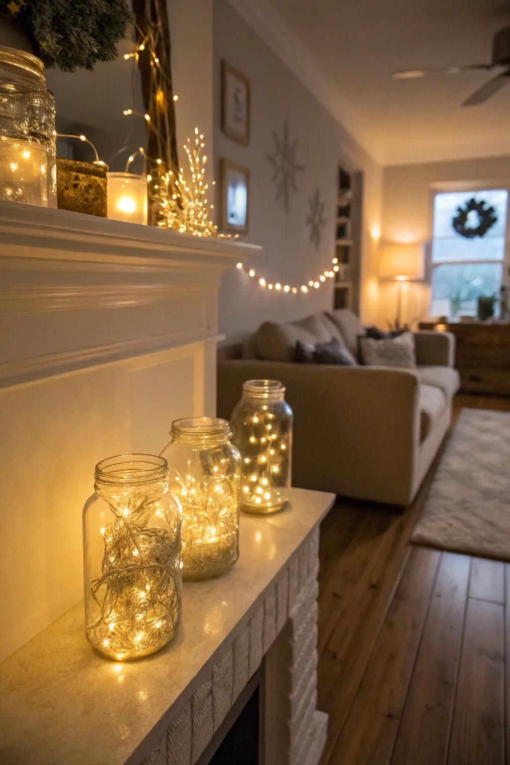 Preserving jar lanterns provide a magical, warm radiance.