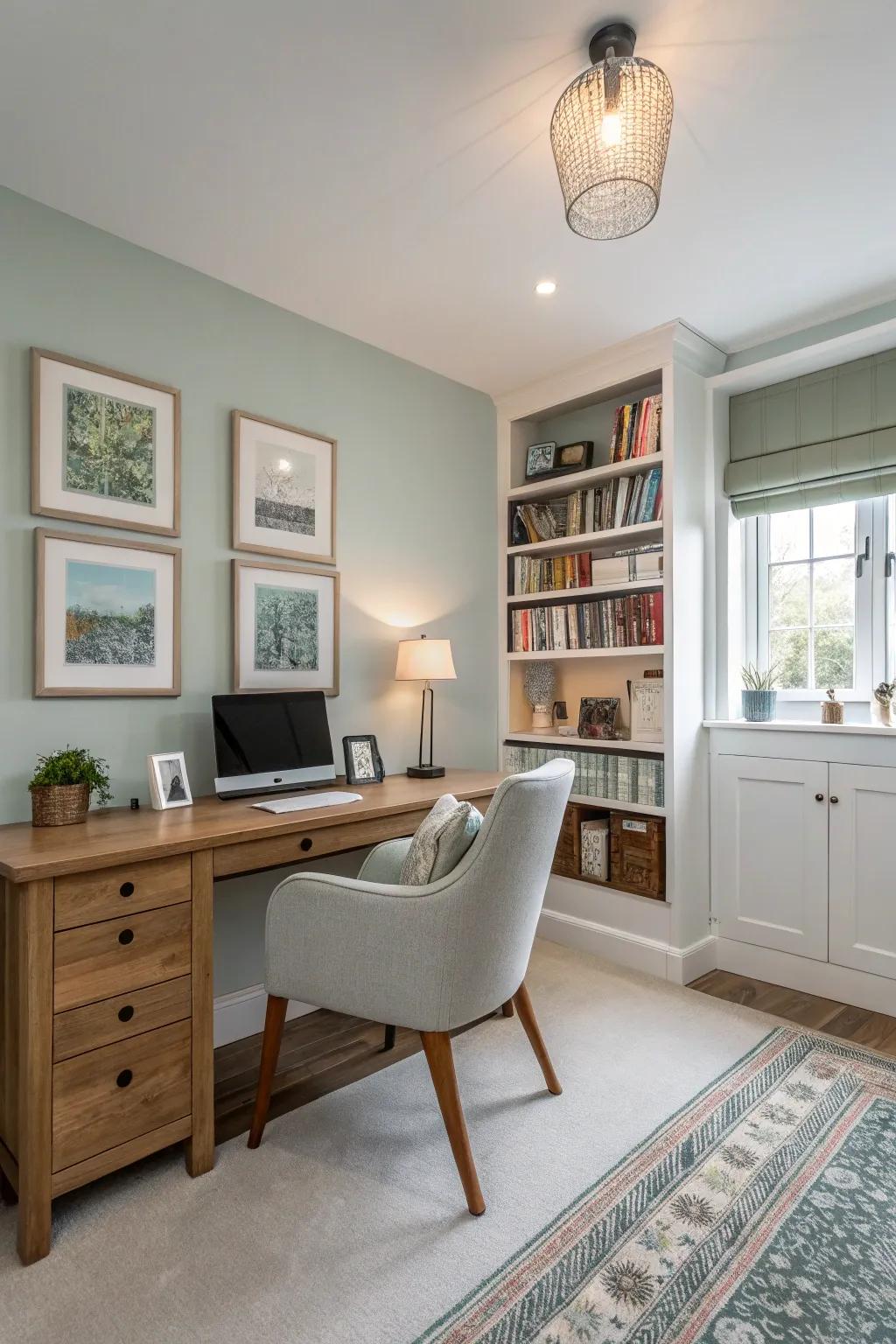 Subdued shades nurture tranquility in your workspace.