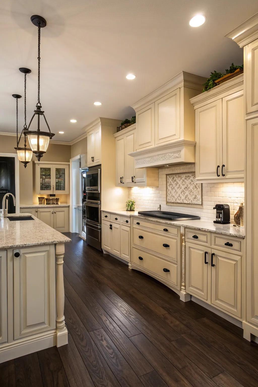 Profound oppositions accentuate cream kitchens.