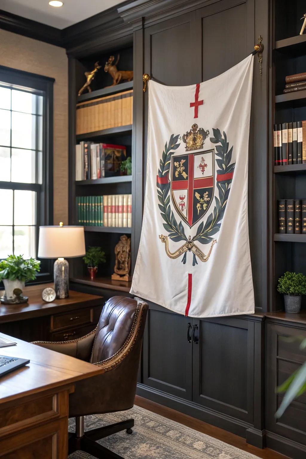 A custom symbol pennant adds a personal signature to your decor.