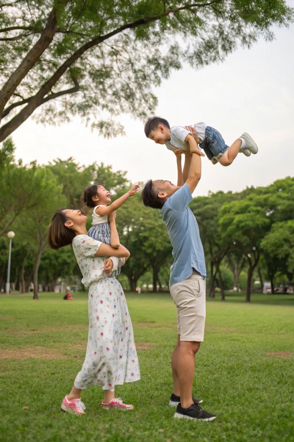 Lively exchanges inject dynamism and joy into family images.