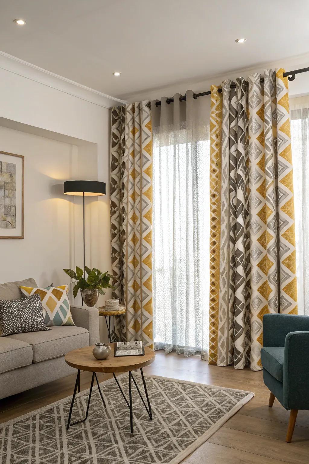 Patterned window coverings infuse visual charm to any setting.