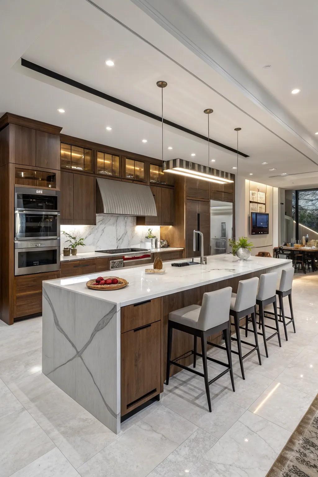 Bespoke culinary island acting as a versatile hub for cooking and socializing