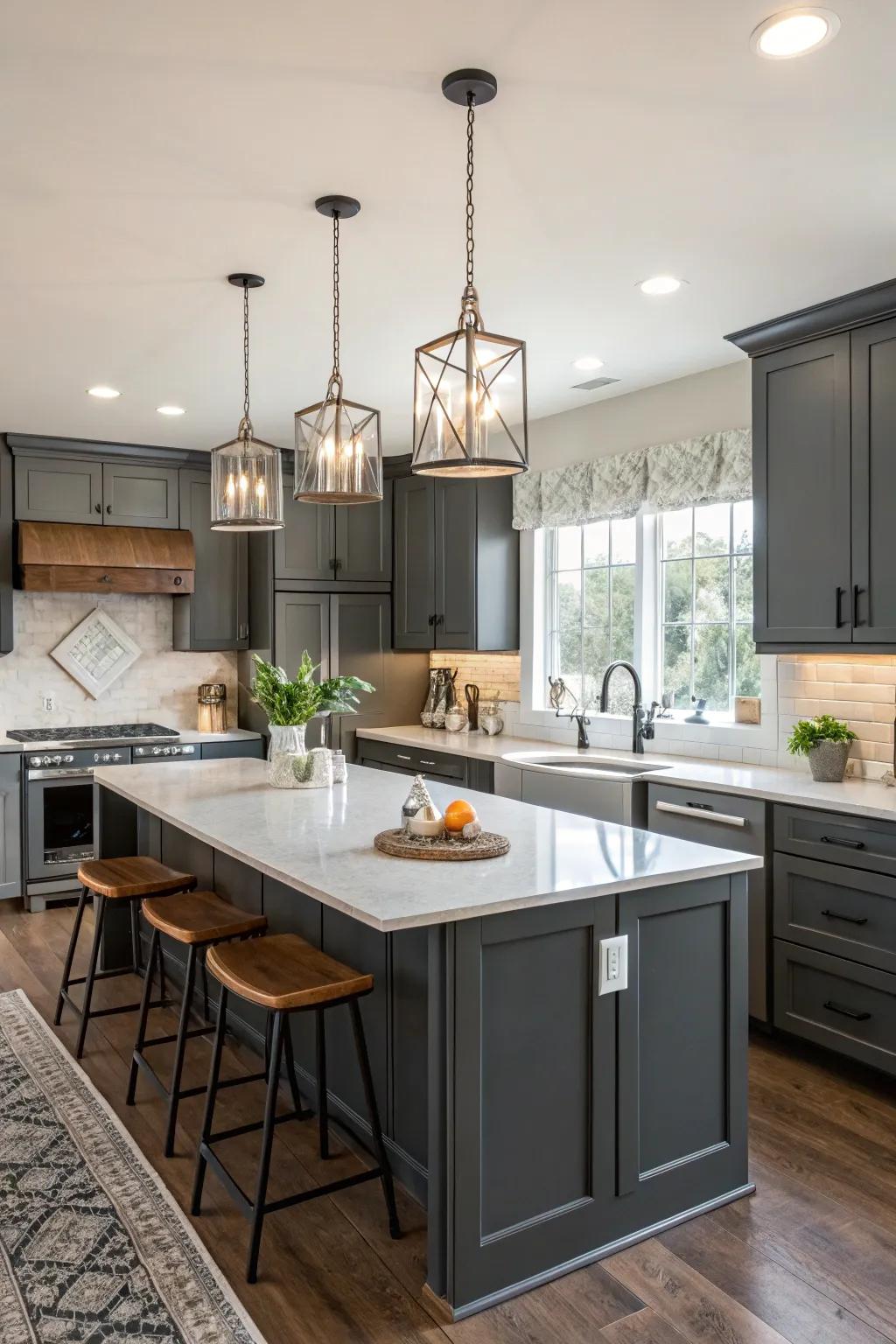 Pendant lighting upgrading the magnificence of profound shadow-toned units.