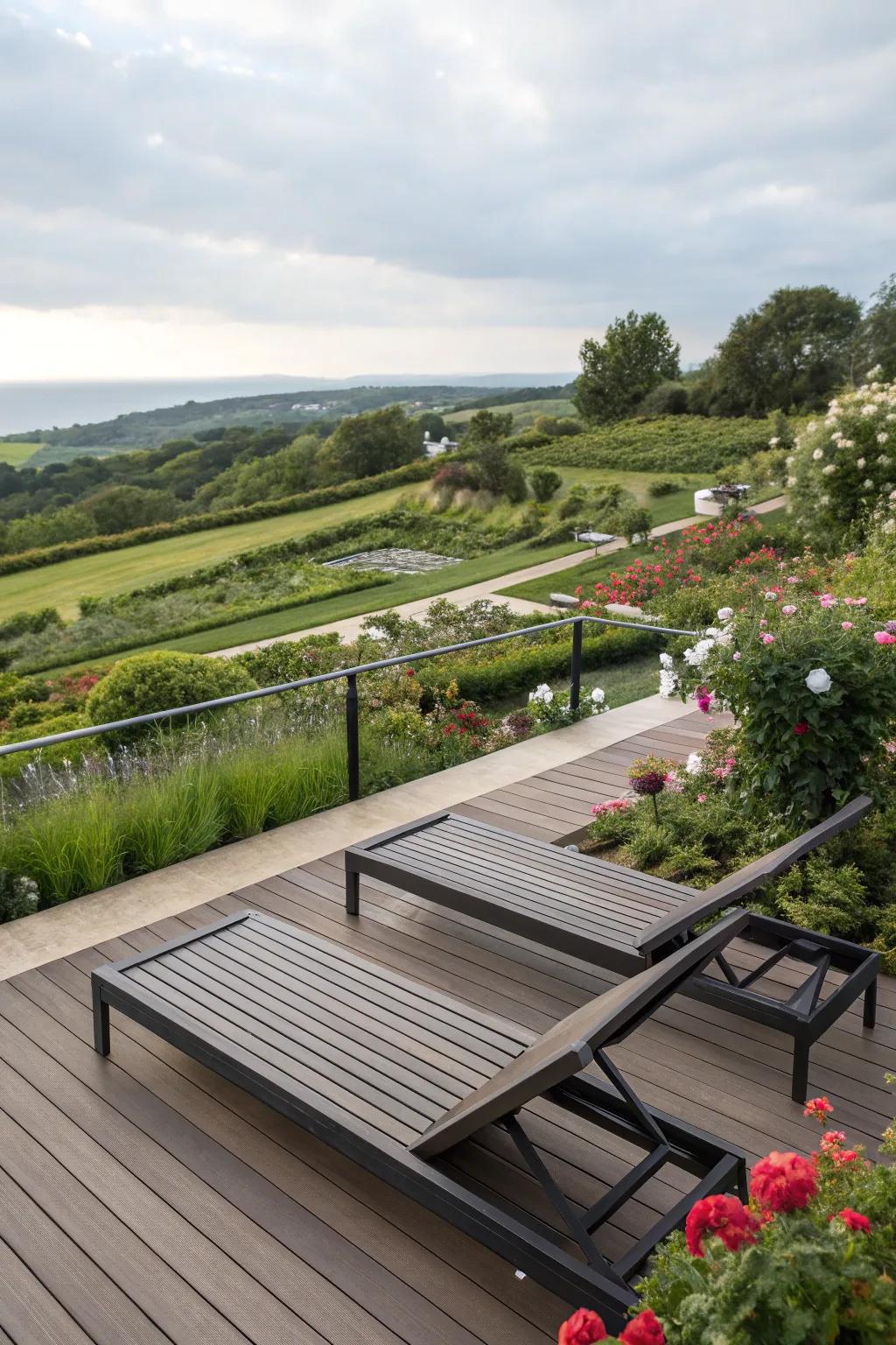 Backless benches offer a crisp appearance with unimpeded vistas.