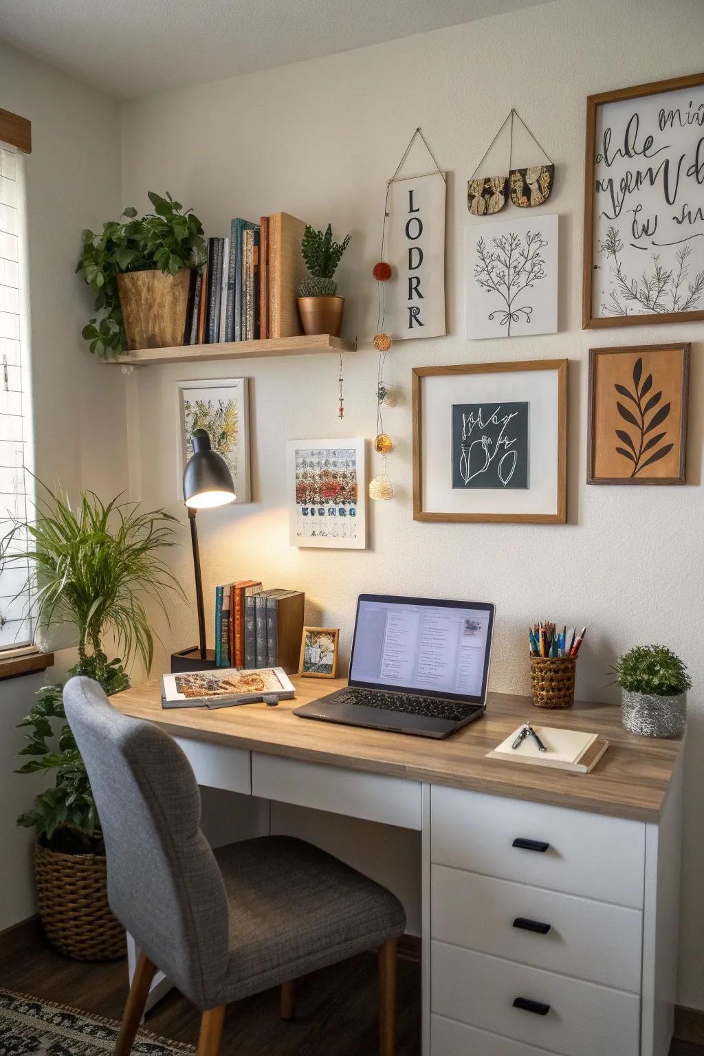 Wall art personalizes your space and maintains your motivation.