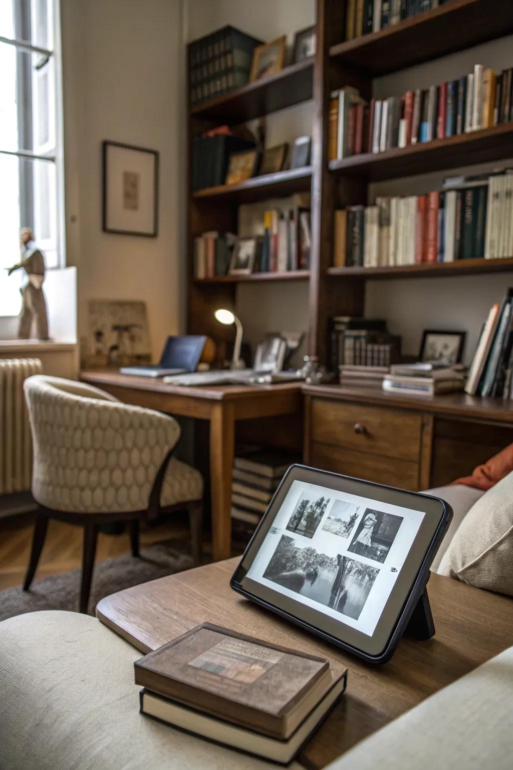 A digital display enhances themed decor.