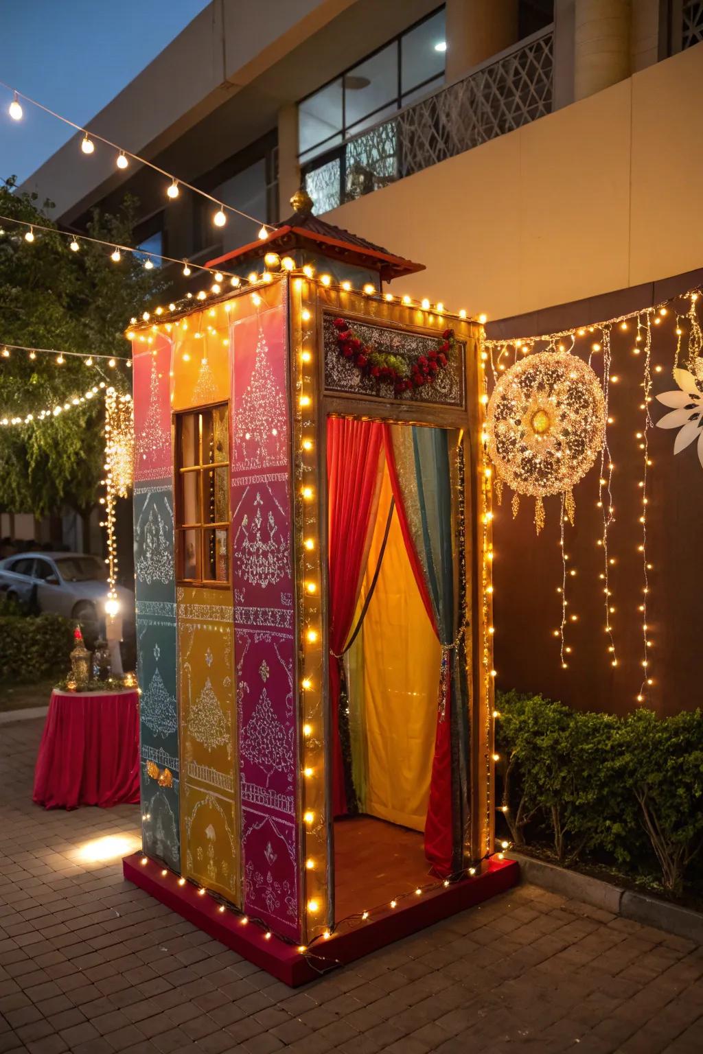 Twinkling filament lines adding charm to the Diwali photo booth.