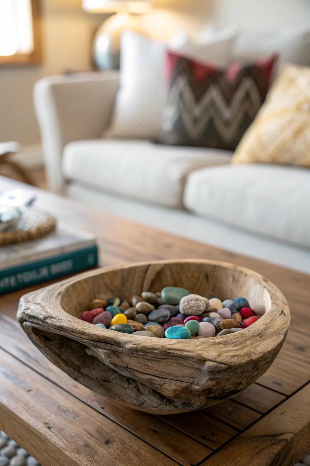 Timber bowls merge functionality with aesthetic allure.