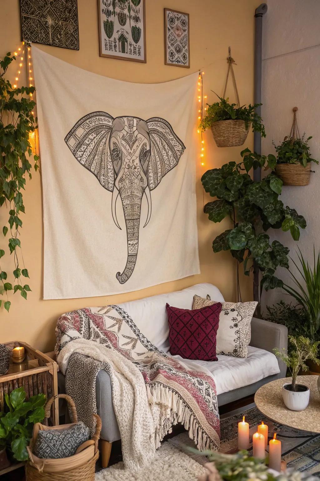 Boho pachyderm prints inject a feeling of creativity and warmth into your space.