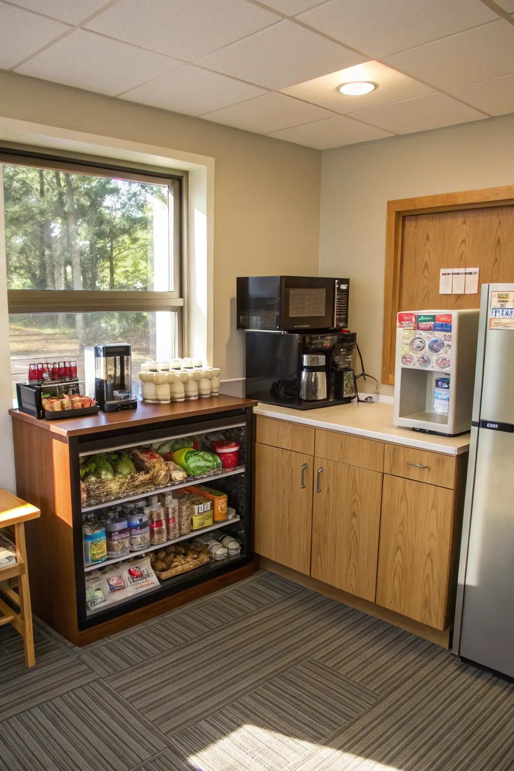 A practical layout showcasing a cozy caffeine spot.