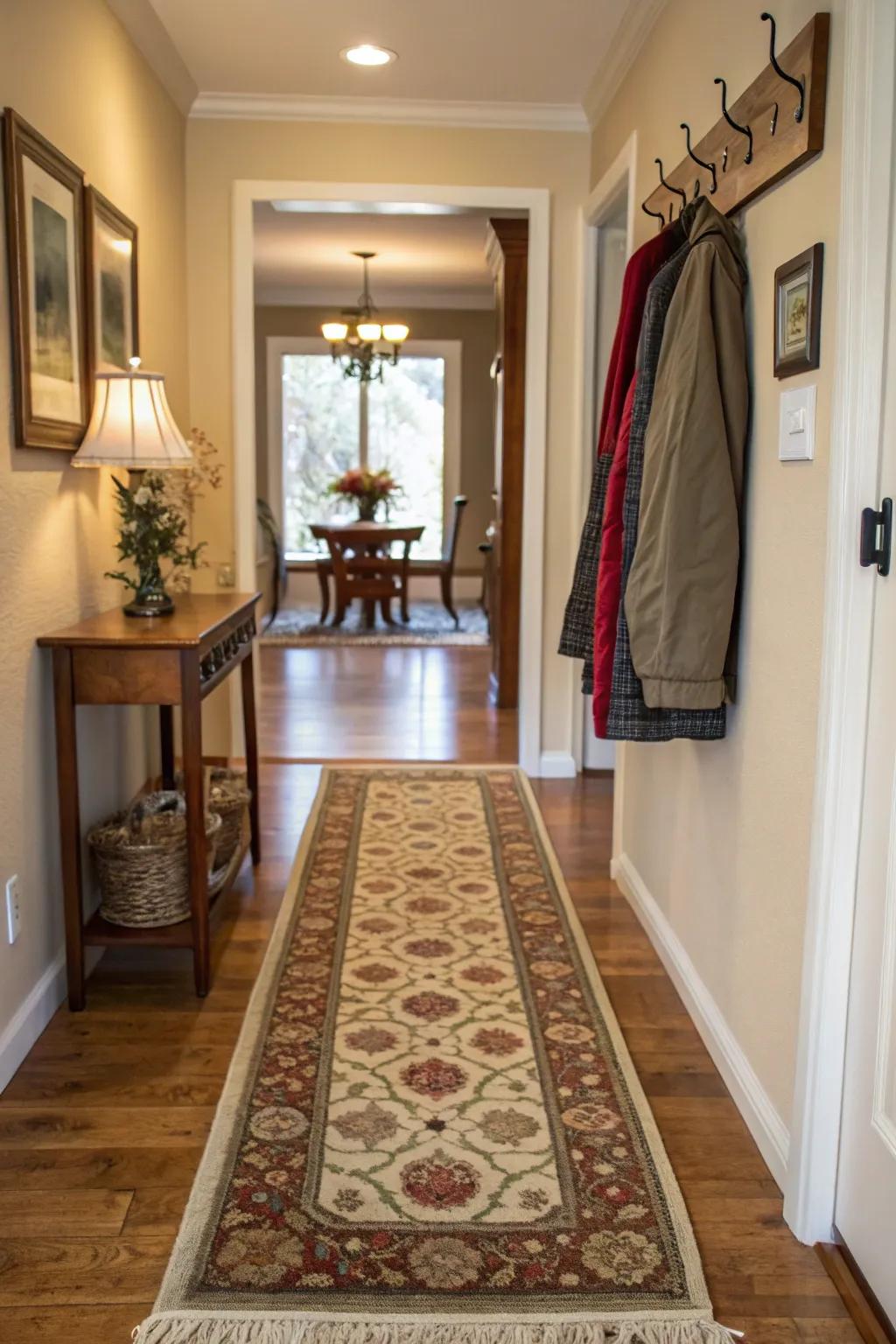 A rug adds comfort and defines the space.