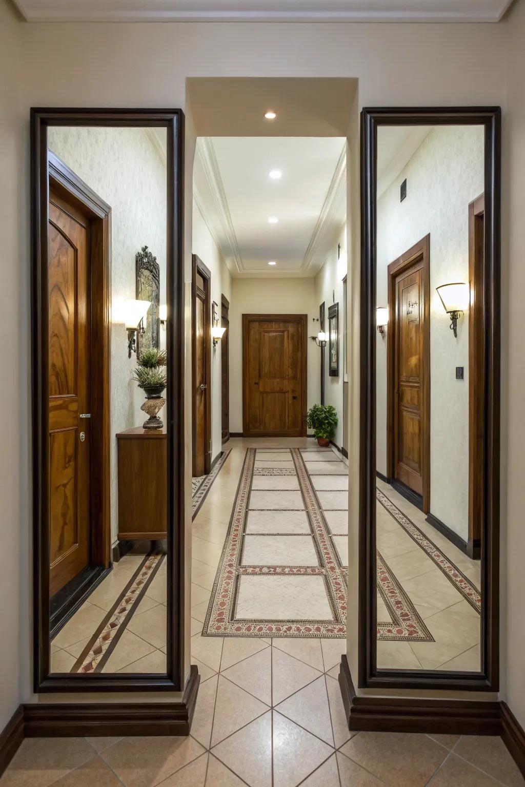 A pair of mirrors introduces harmony and balance to any entryway.