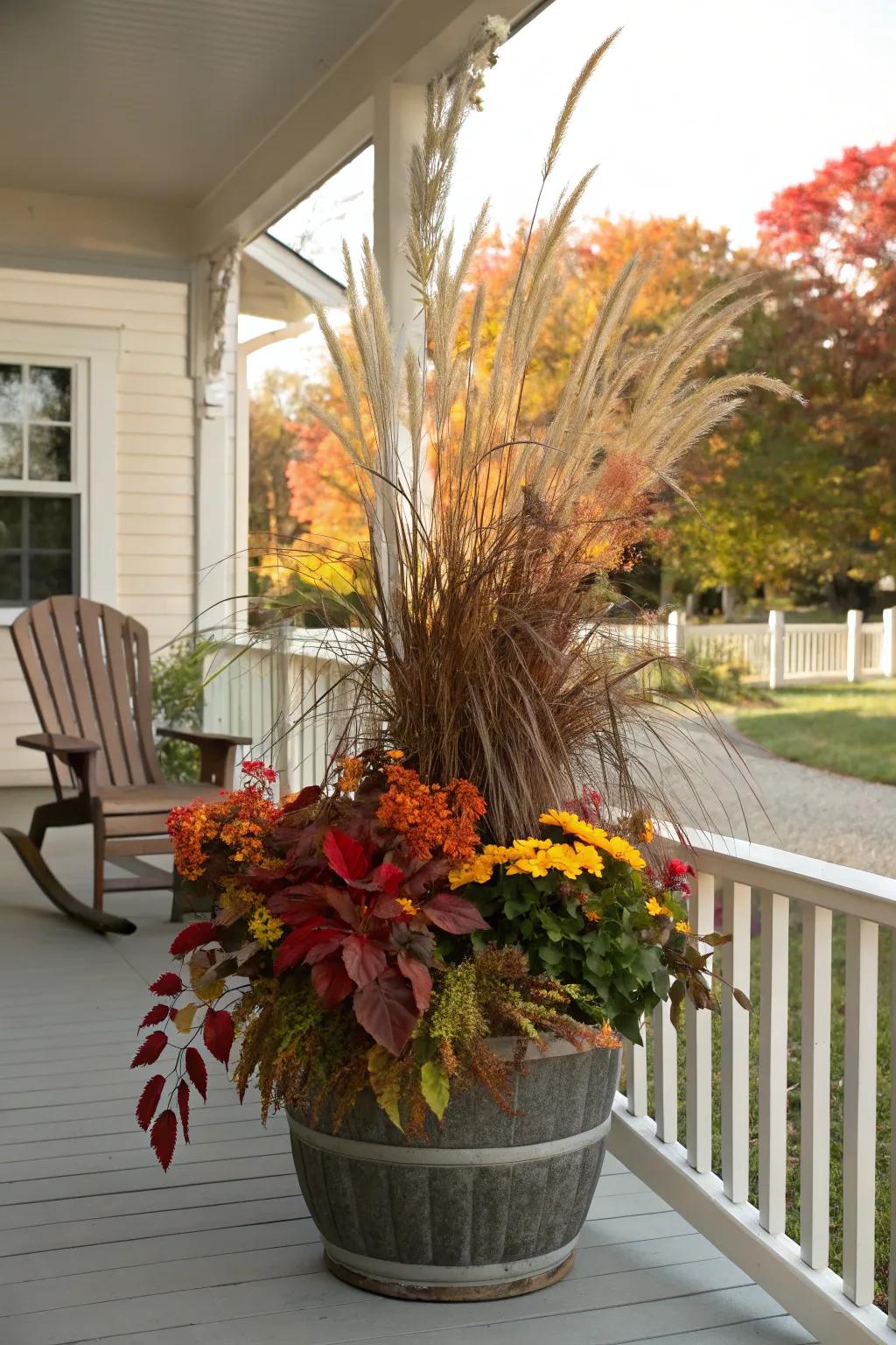 Decorative grasses introduce texture and motion to your autumn arrangement.