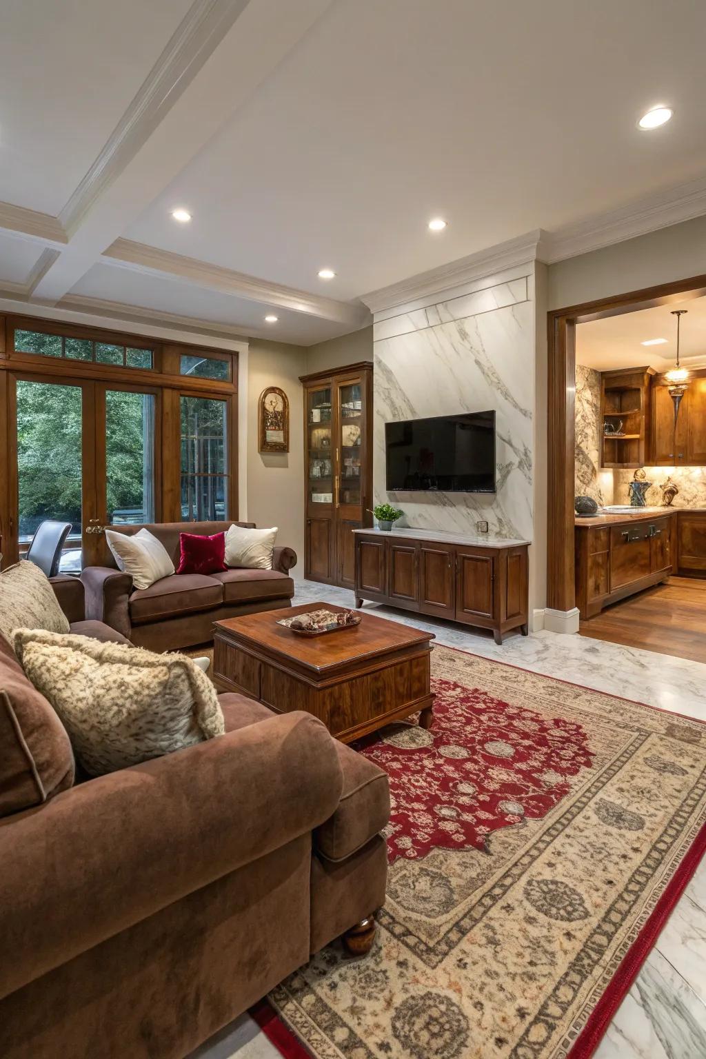 Tactile surfaces build interest and depth.