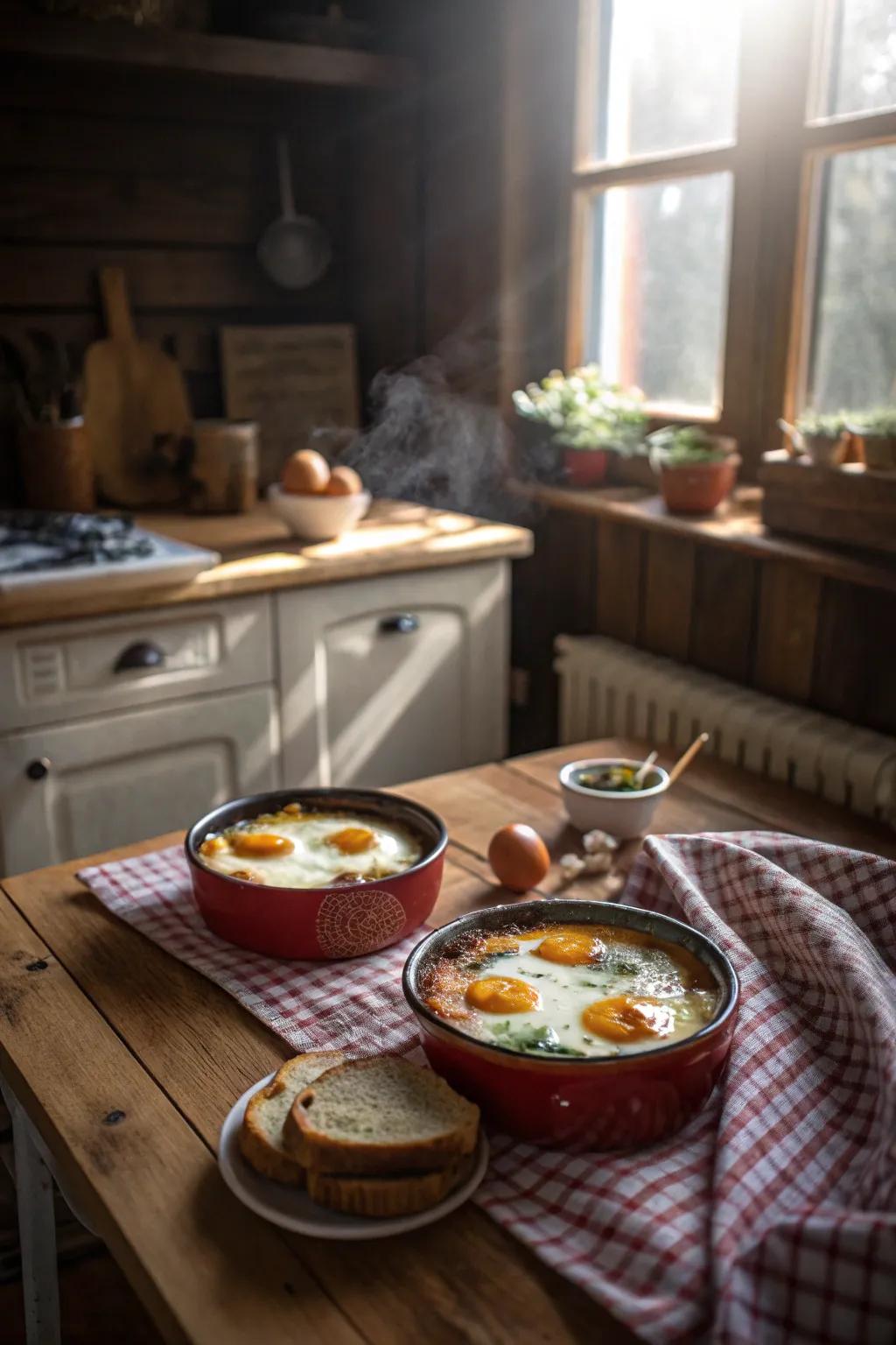 Eggs in meringue shells bring a sense of whimsy to any meal.