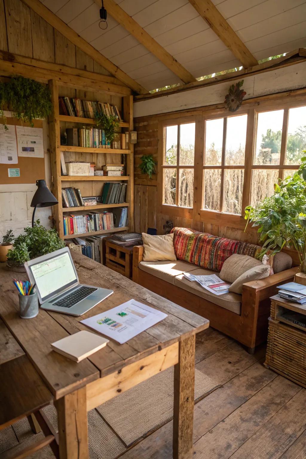 A multi-use area melding work and relaxation.