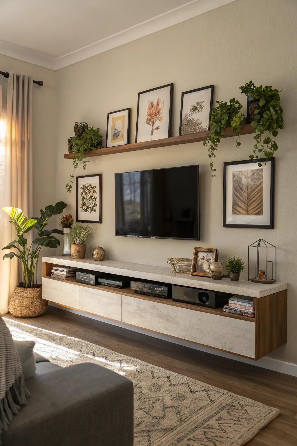 Infuse character into your area with ornamental highlights on a drifting ledge.