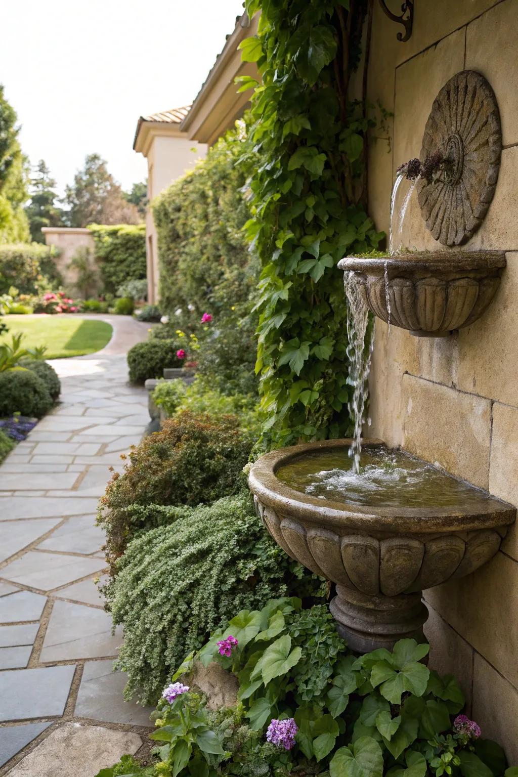 Maximize space with a stylish wall-mounted fountain.