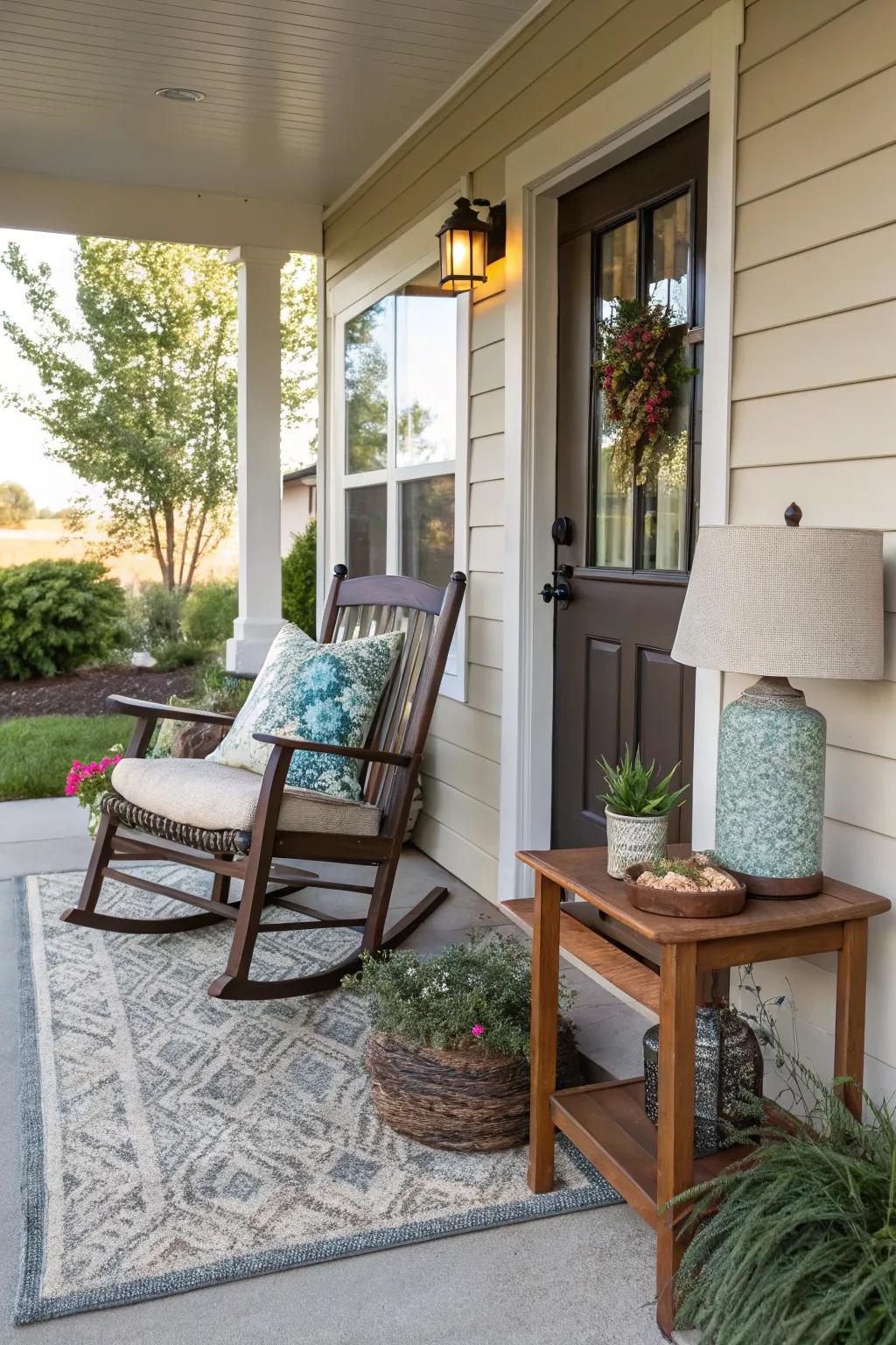 With a carpet and rocking seat, you can create an inviting nook.