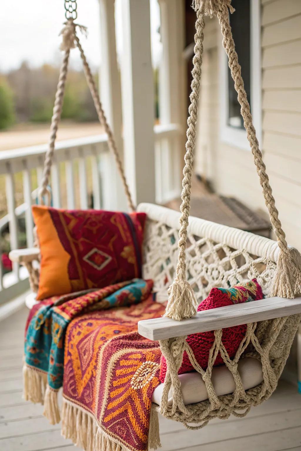 Infuse eclectic flair into your porch swing.