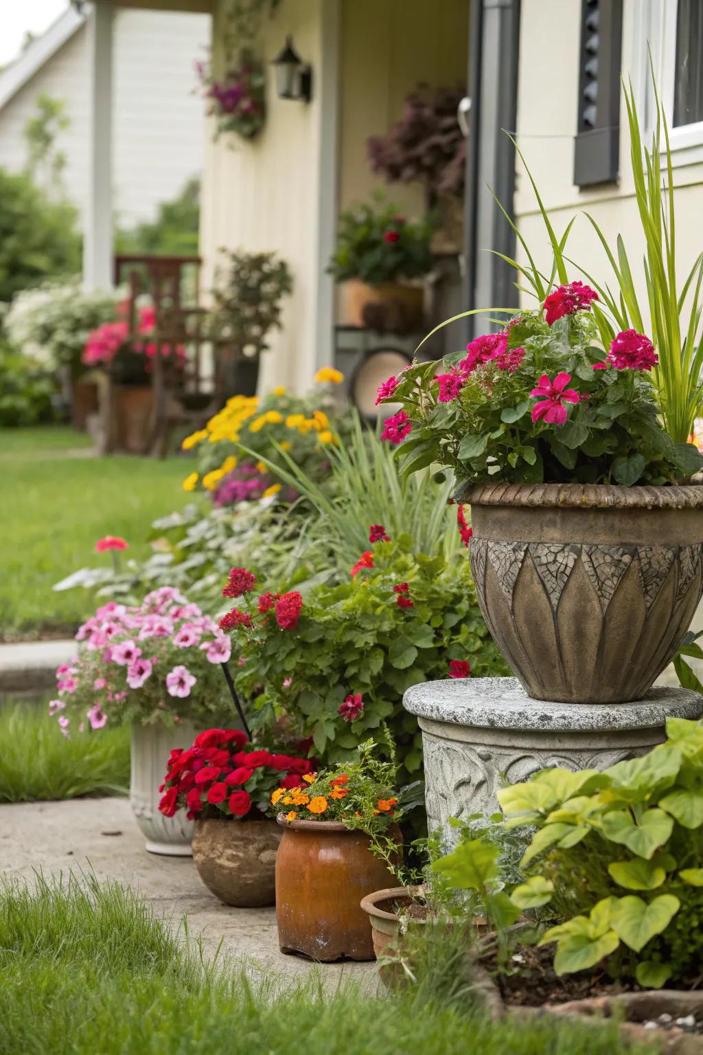 Potted plants deliver flexibility and dynamic interest.