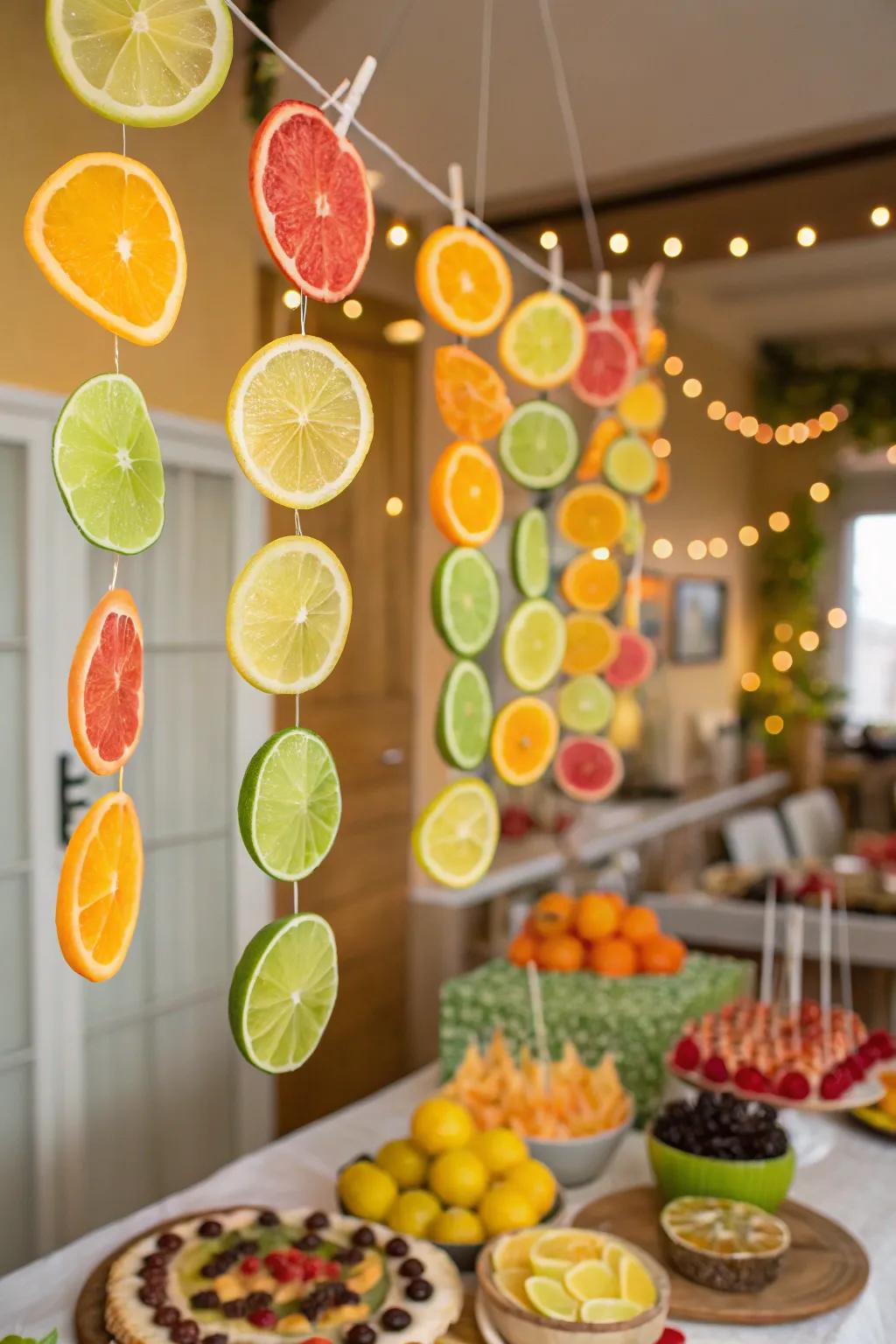 A citrus slice garland adding both freshness and scent.
