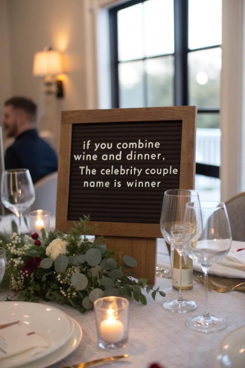 A cheeky addition to your dinner chats.