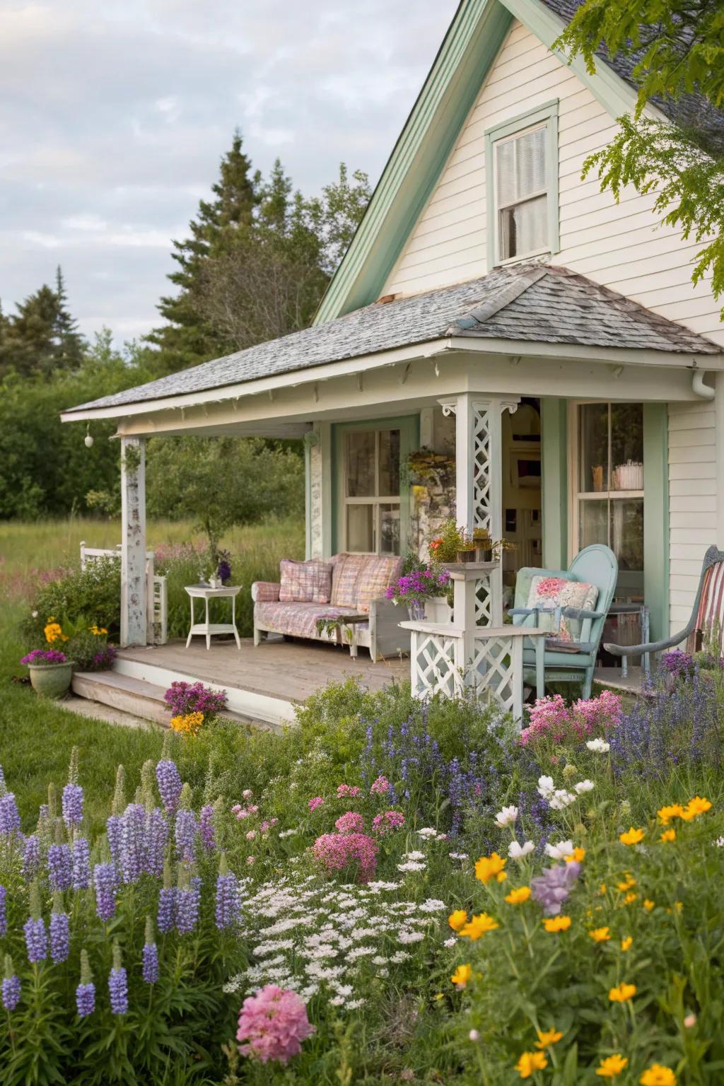 A cabin-style veranda presenting a tranquil and captivating escape.
