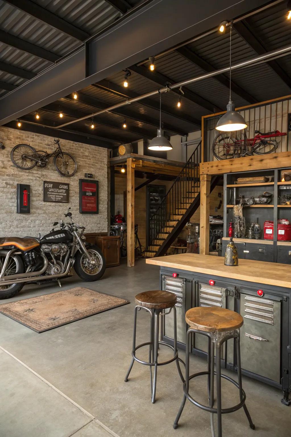 Urban industrial design for a tough and fashionable man cave.
