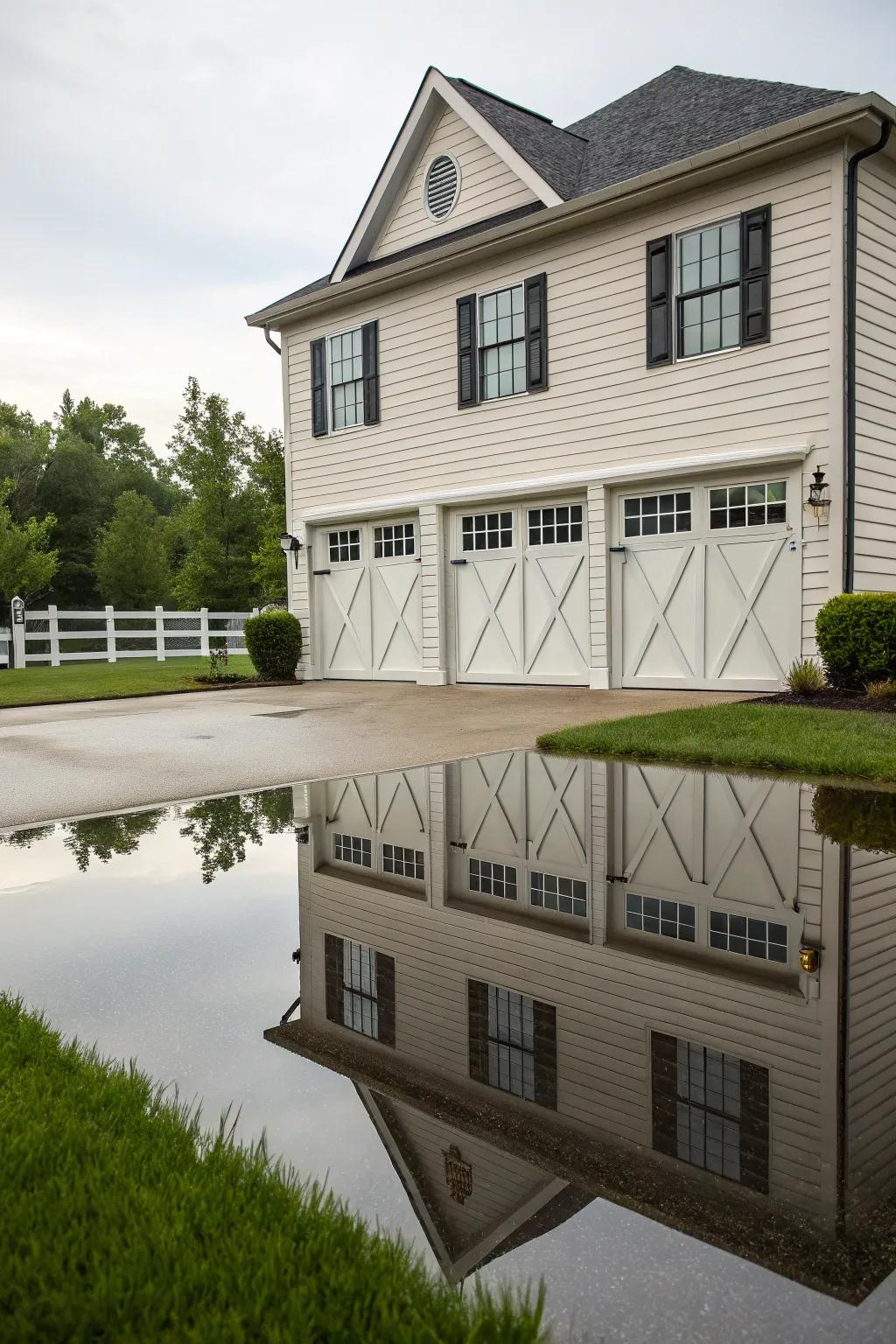 Symmetrical trim that complements the home's overall design.