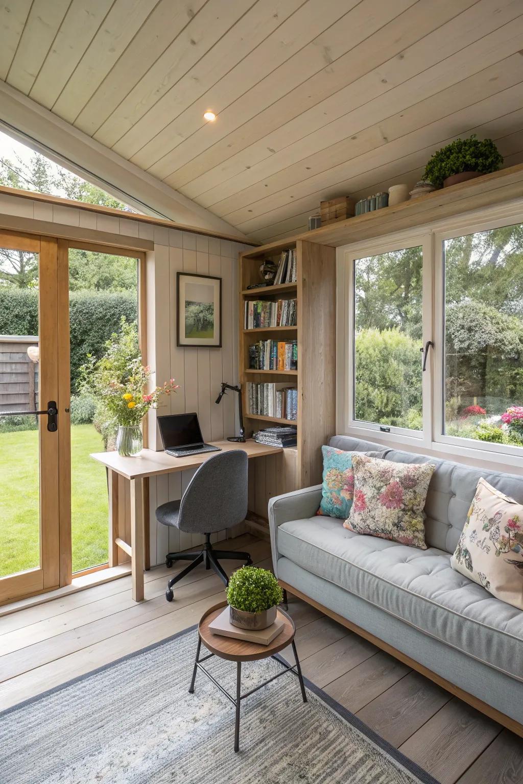 A flexible garden office that can easily adapt to suit different needs.