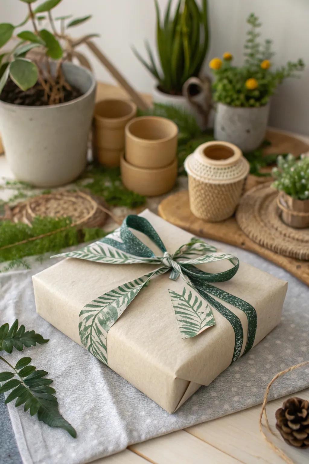 Gift with eco-friendly fabric bands